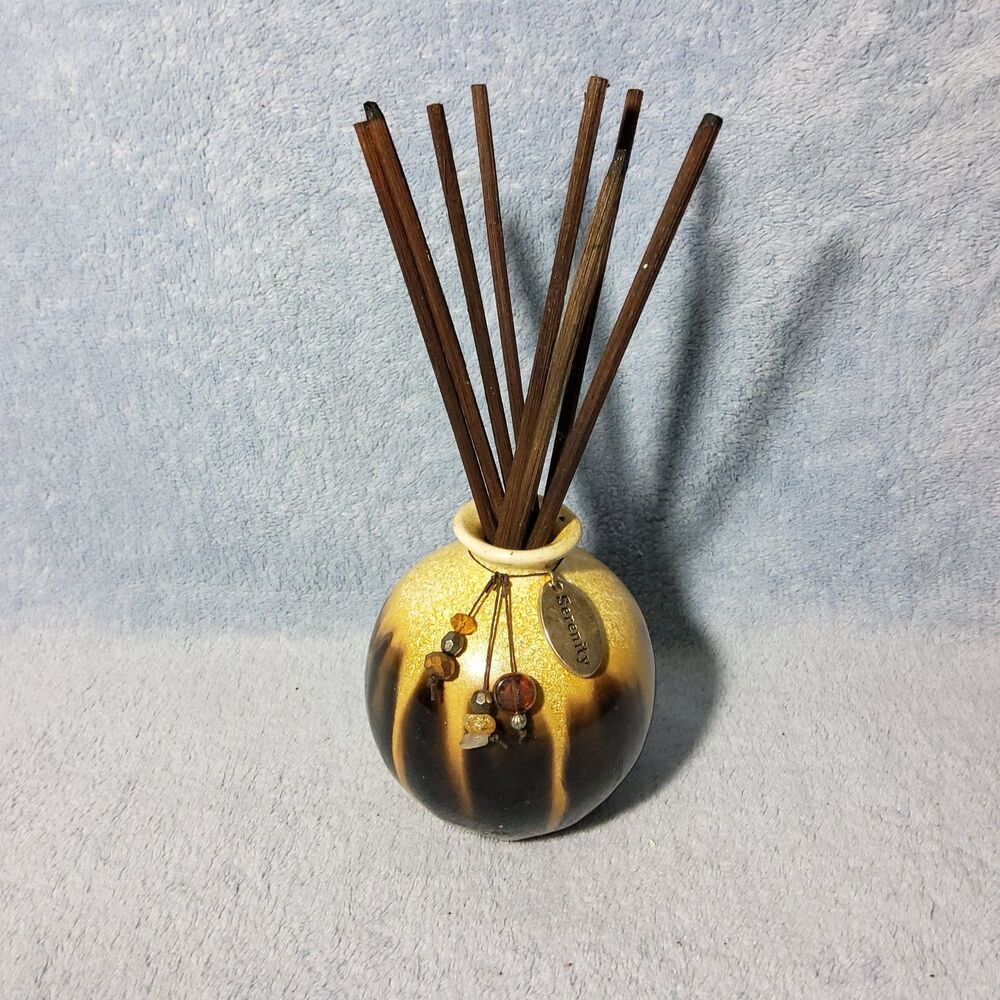 San Miguel Serenity Reed Diffuser Vase Drip Glaze Ceramic Beaded Charm